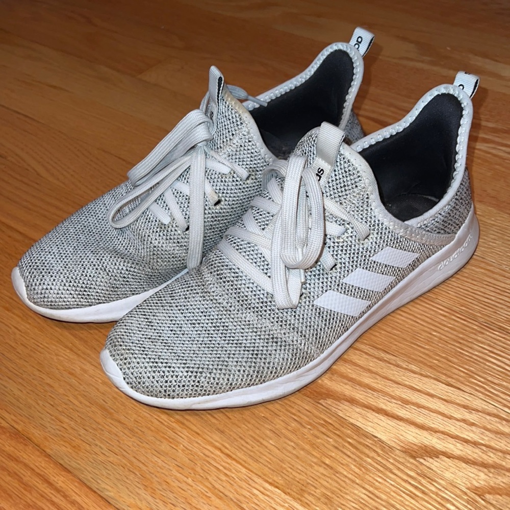 Adidas black and white sneakers, women’s size 9